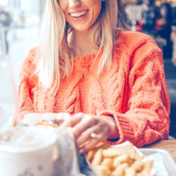 Anthropologie bright pinkish orange coral sweater - Picture 1 of 5